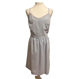 R & K seersucker blue‎ dress sz 16 sundress openback preppy Hamptons countryclub